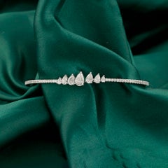 1.68 Carat Natural Graduated Pear Diamond Open Cuff Bangle in 18K White Gold