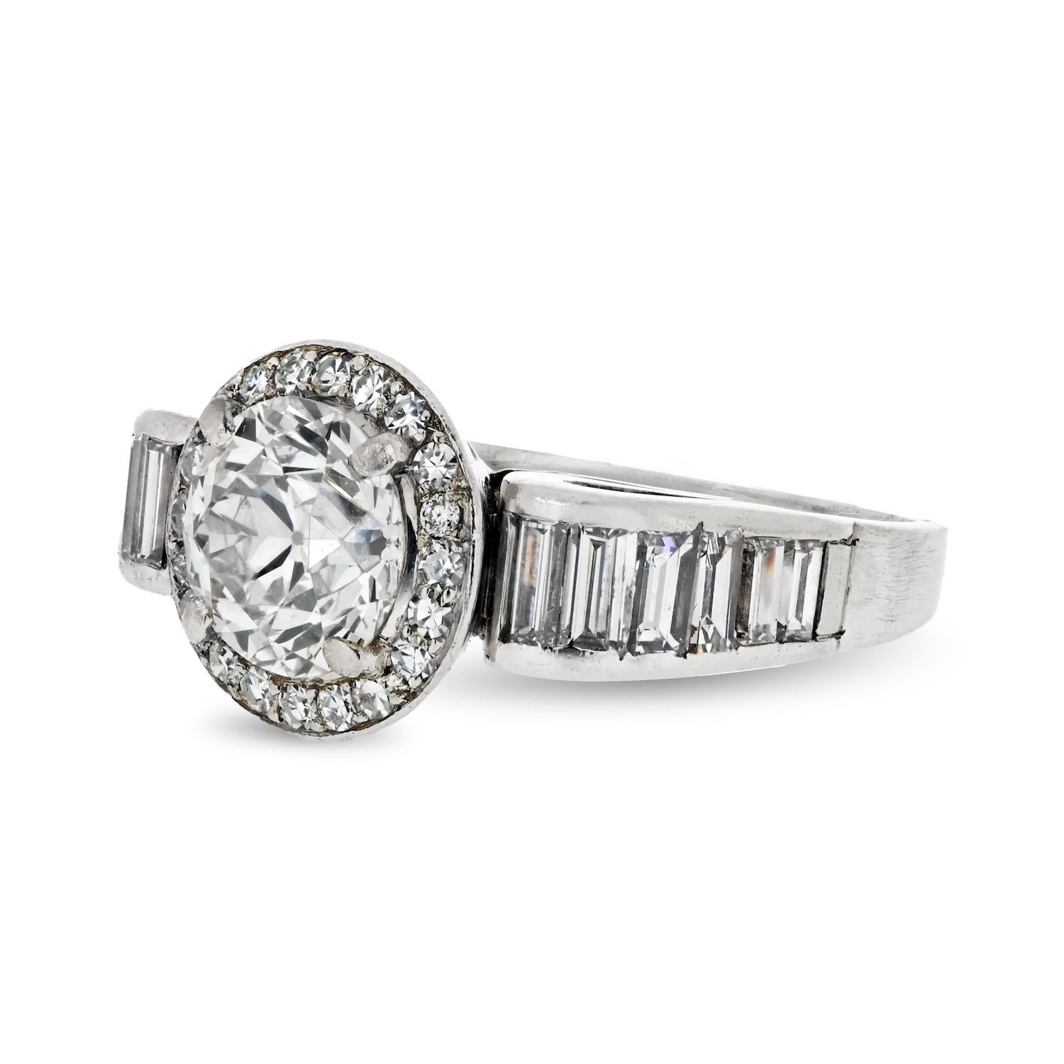 1.68 Karat Diamant im alteuropäischen Schliff K/VS1 GIA Vintage Verlobungsring im Zustand „Gut“ im Angebot in New York, NY
