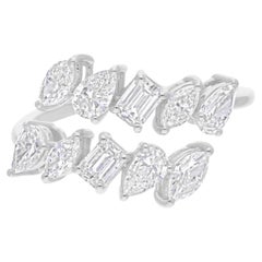 1.68 Carat SI Clarity HI Color Multi Shape Diamond Wrap Ring 14 Karat White Gold