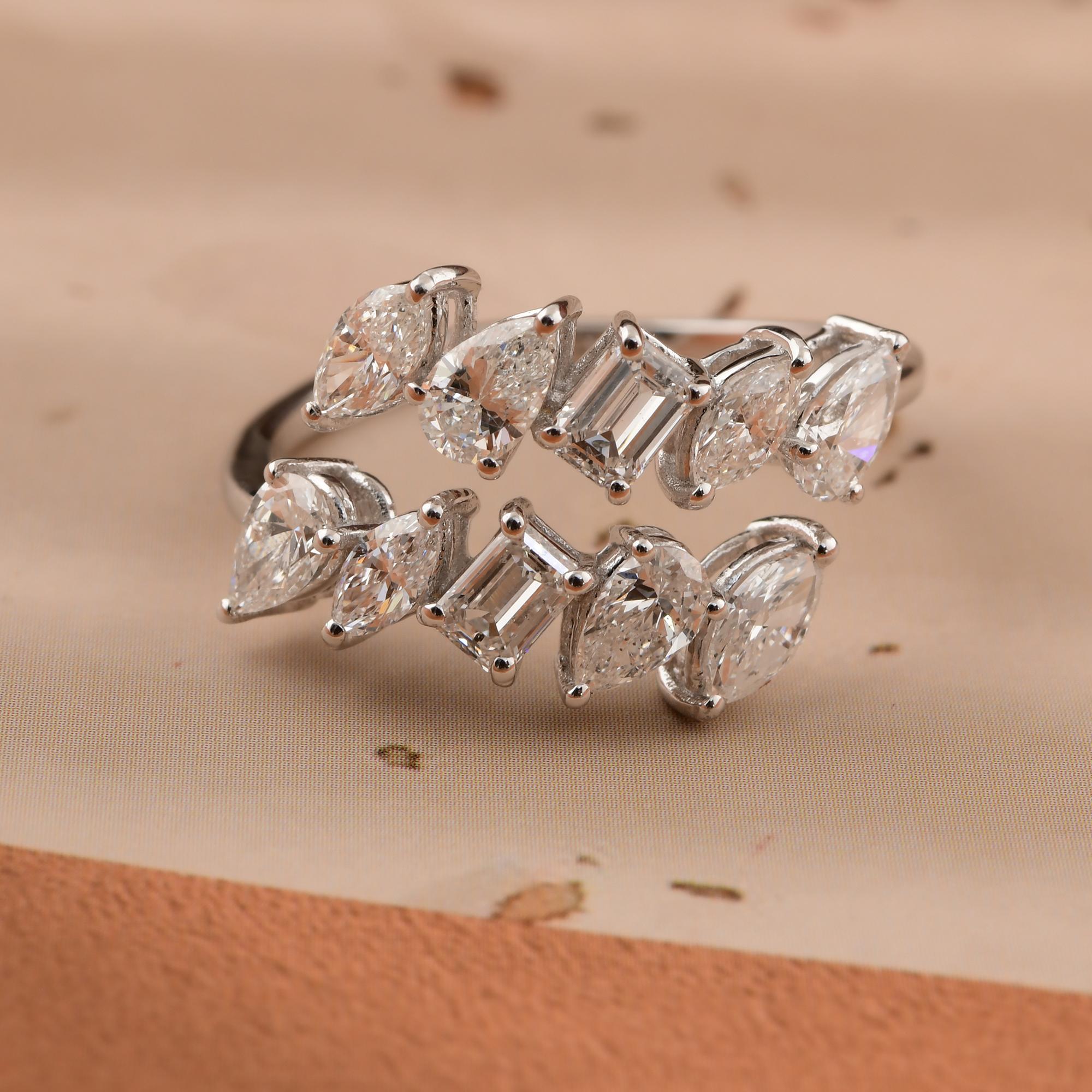 Im Angebot: 1.68 Karat SI Reinheit HI Farbe Multi Form Diamant Wickelring 18 Karat Weißgold () 5