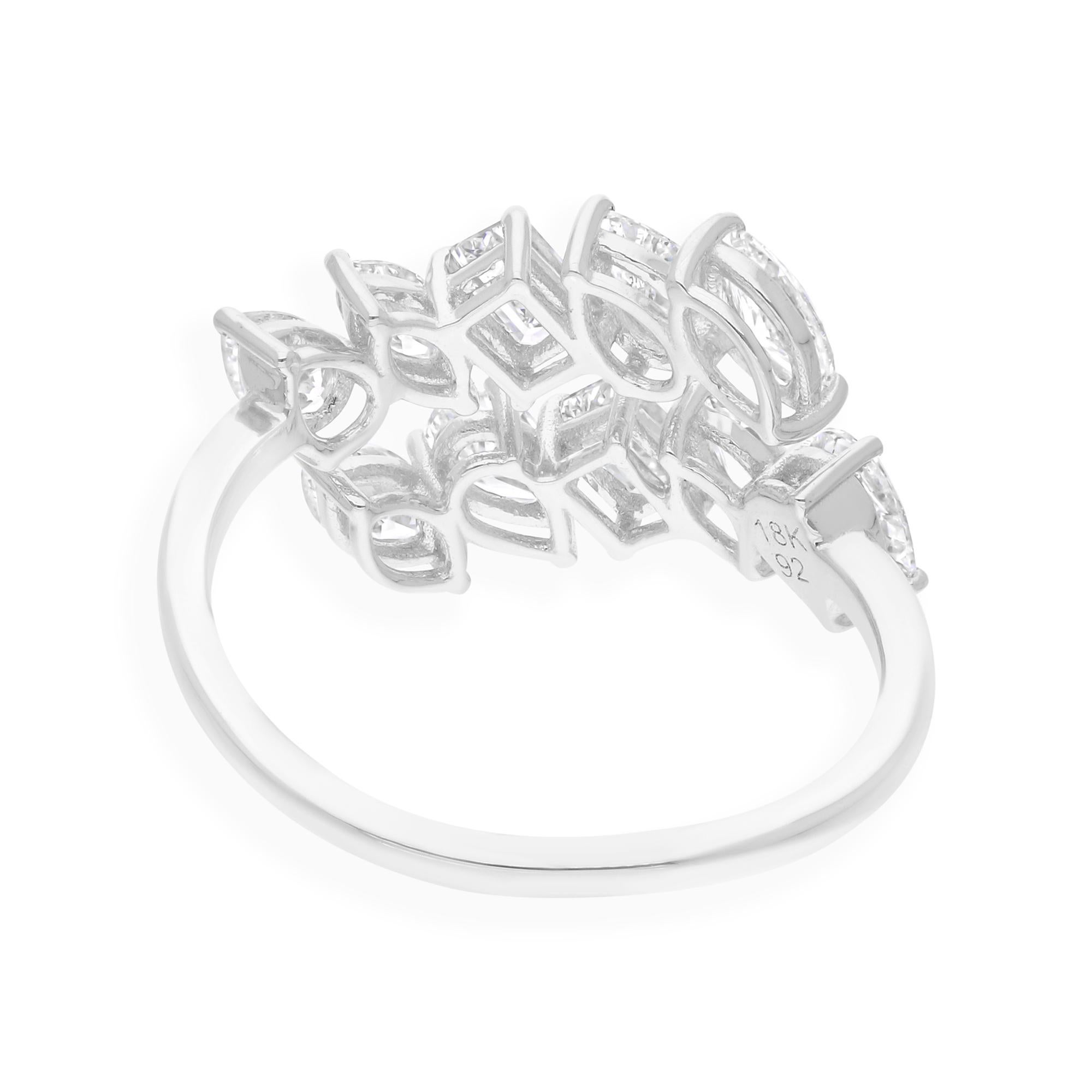 Im Angebot: 1.68 Karat SI Reinheit HI Farbe Multi Form Diamant Wickelring 18 Karat Weißgold () 6