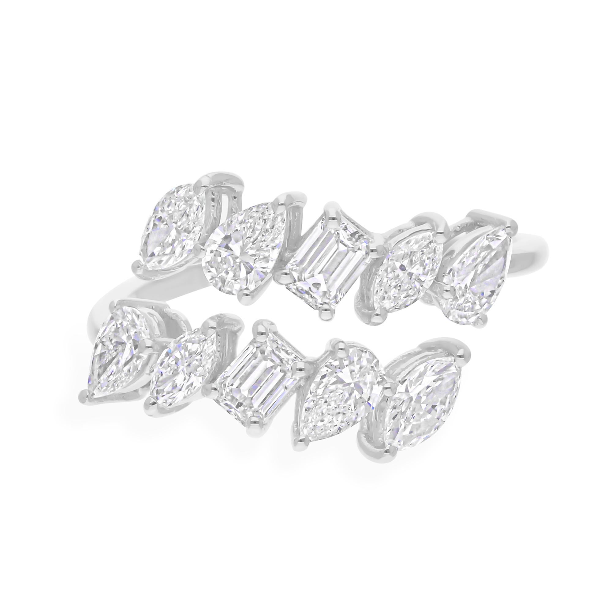 Im Angebot: 1.68 Karat SI Reinheit HI Farbe Multi Form Diamant Wickelring 18 Karat Weißgold () 8