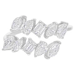 1.68 Carat SI Clarity HI Color Multi Shape Diamond Wrap Ring 18 Karat White Gold