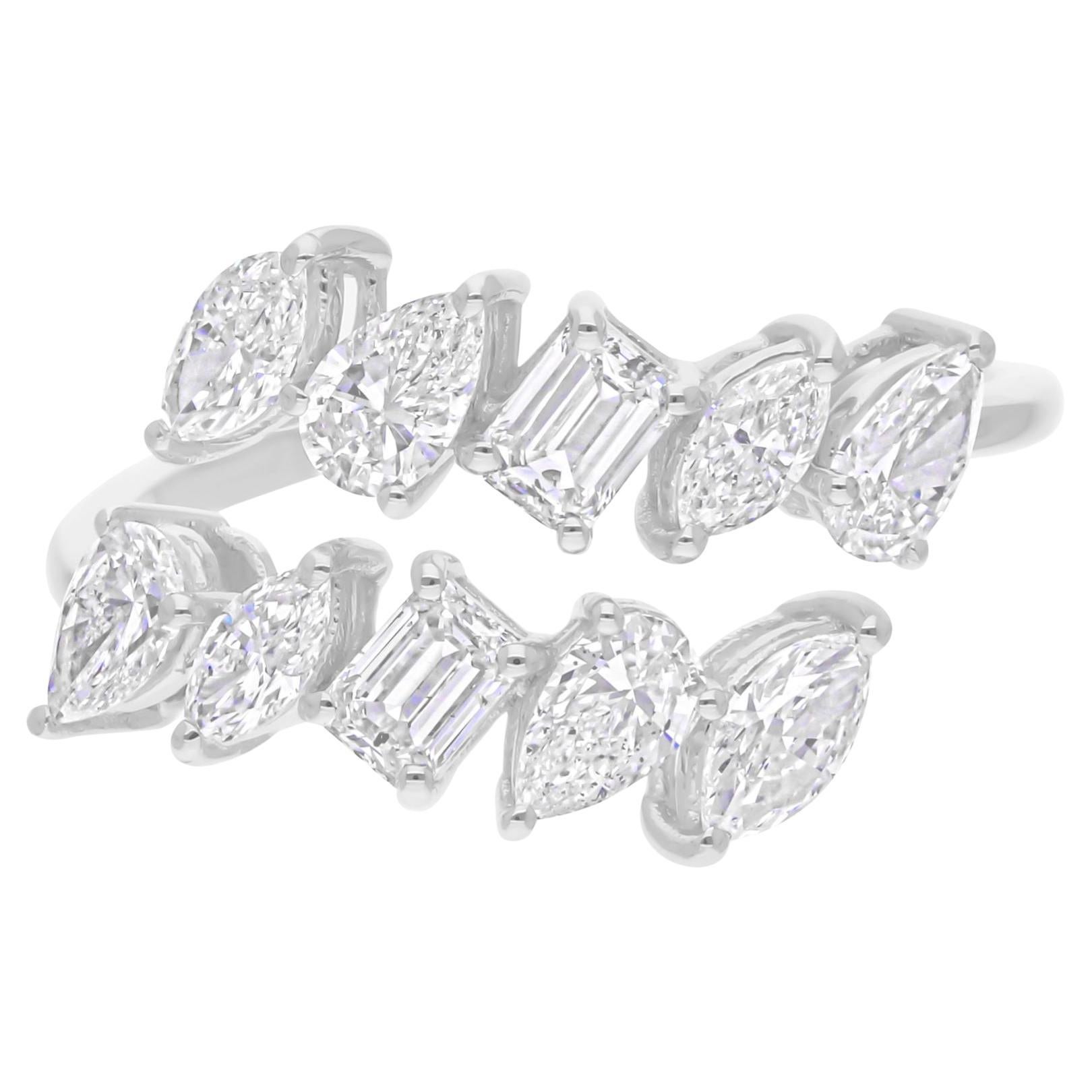 1.68 Karat SI Reinheit HI Farbe Multi Form Diamant Wickelring 18 Karat Weißgold