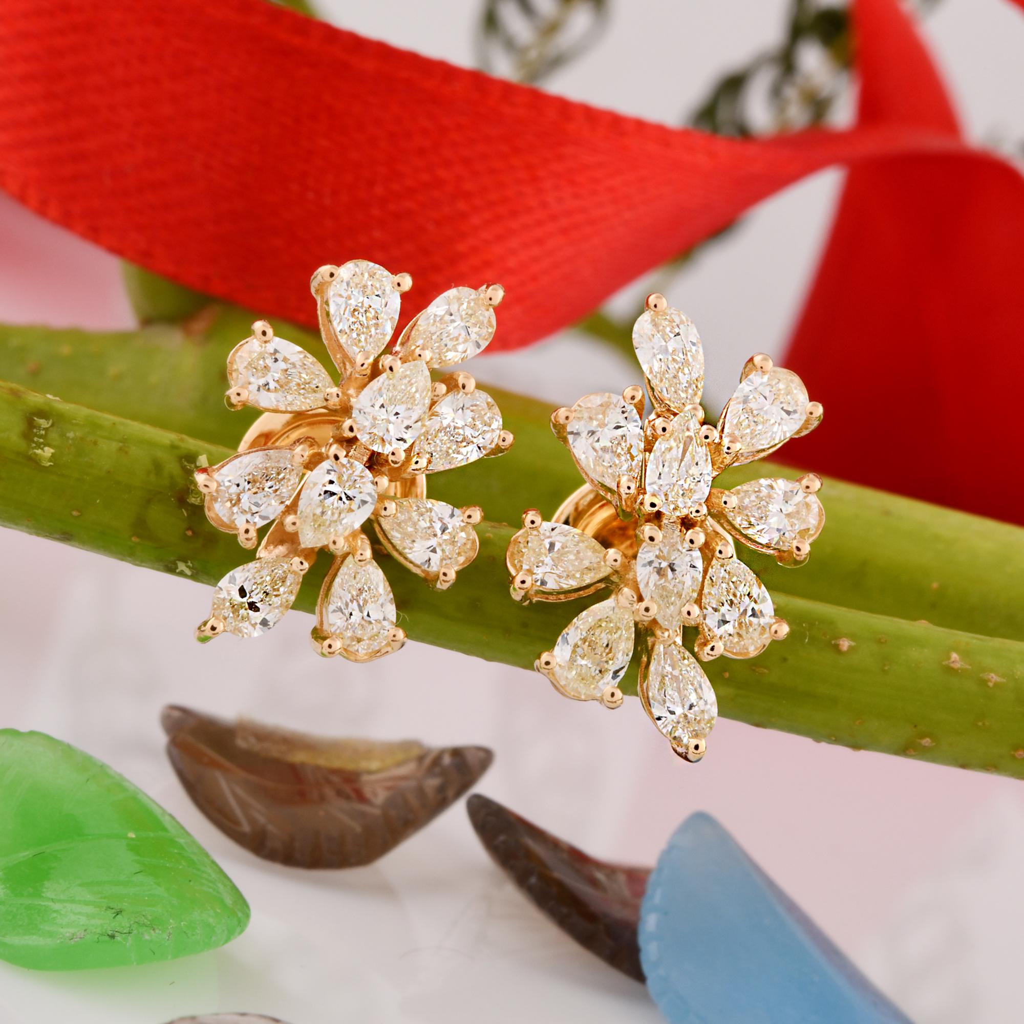 1,68 quilates SI Claridad HI Color Pendientes de diamantes en forma de pera Oro amarillo de 18 quilates Moderno en venta