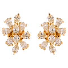 1.68 Carat SI Clarity HI Color Pear Shape Diamond Earrings 18 Karat Yellow Gold