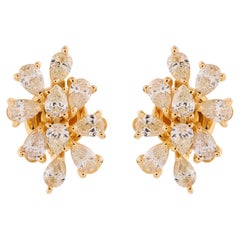 1.68 Carat SI Clarity HI Color Pear Shape Diamond Earrings 18 Karat Yellow Gold