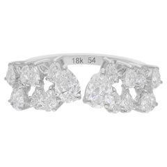Anillo puño diamante pera natural SI/H de 1,68 quilates Oro blanco 18 quilates Joyería fina