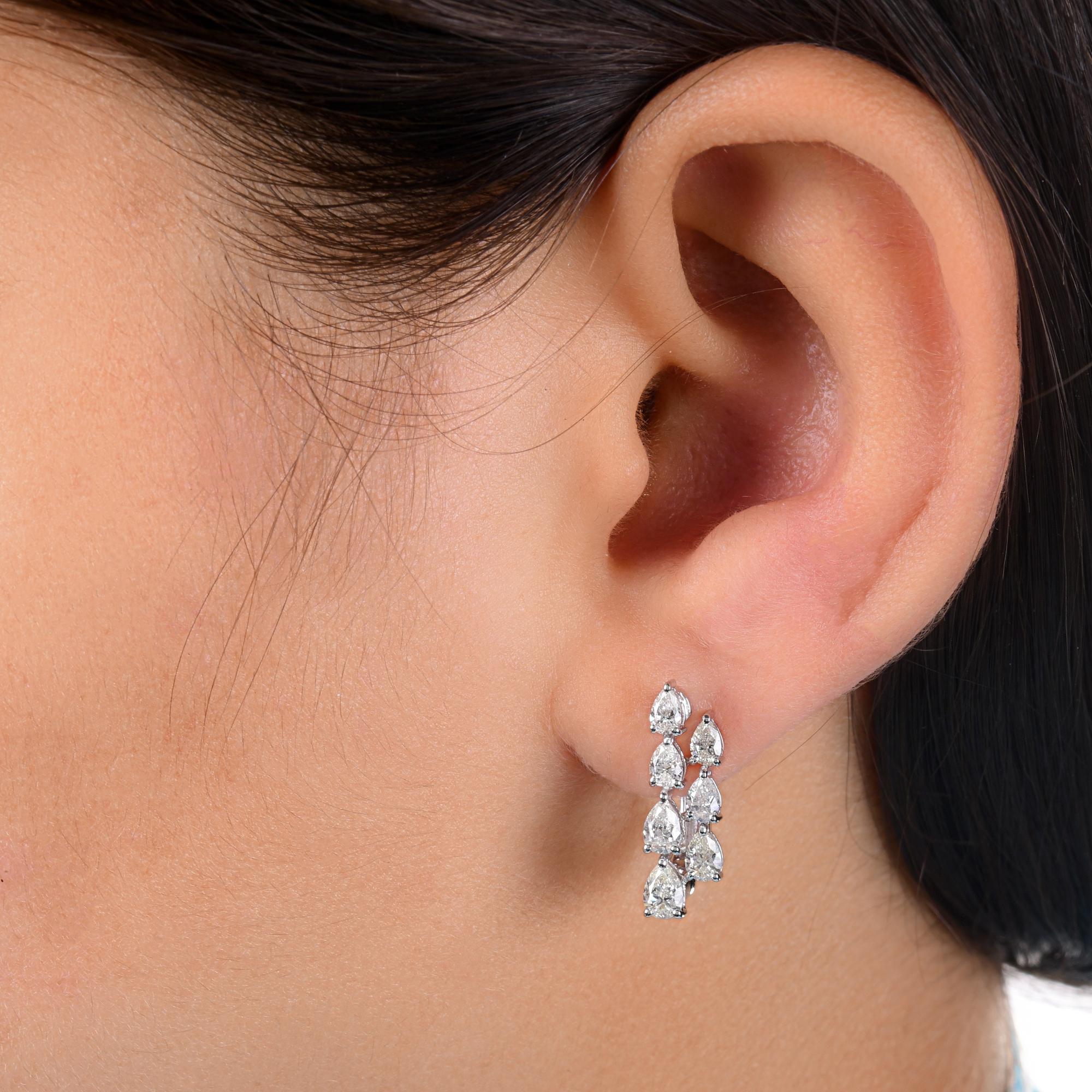 1.68 Karat SI/H Birnenschliff Diamant-Ohrringe im Brillantschliff 14 Karat Weißgold Schmuck (Moderne) im Angebot