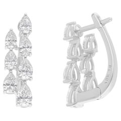 1.68 Carat SI/H Boucles d'oreilles diamant poire taille brillant 14 Karat White Gold Jewelry