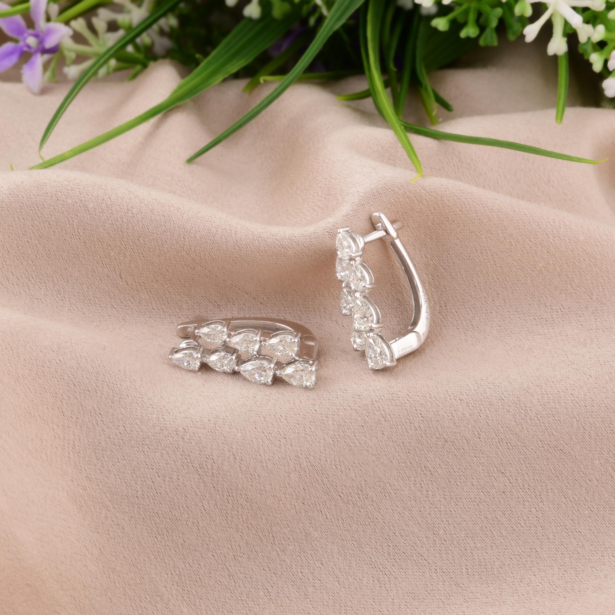 1.68 Karat SI/H Birnenschliff Diamant-Ohrringe im Brillantschliff 18 Karat Weißgold Schmuck (Tropfenschliff) im Angebot