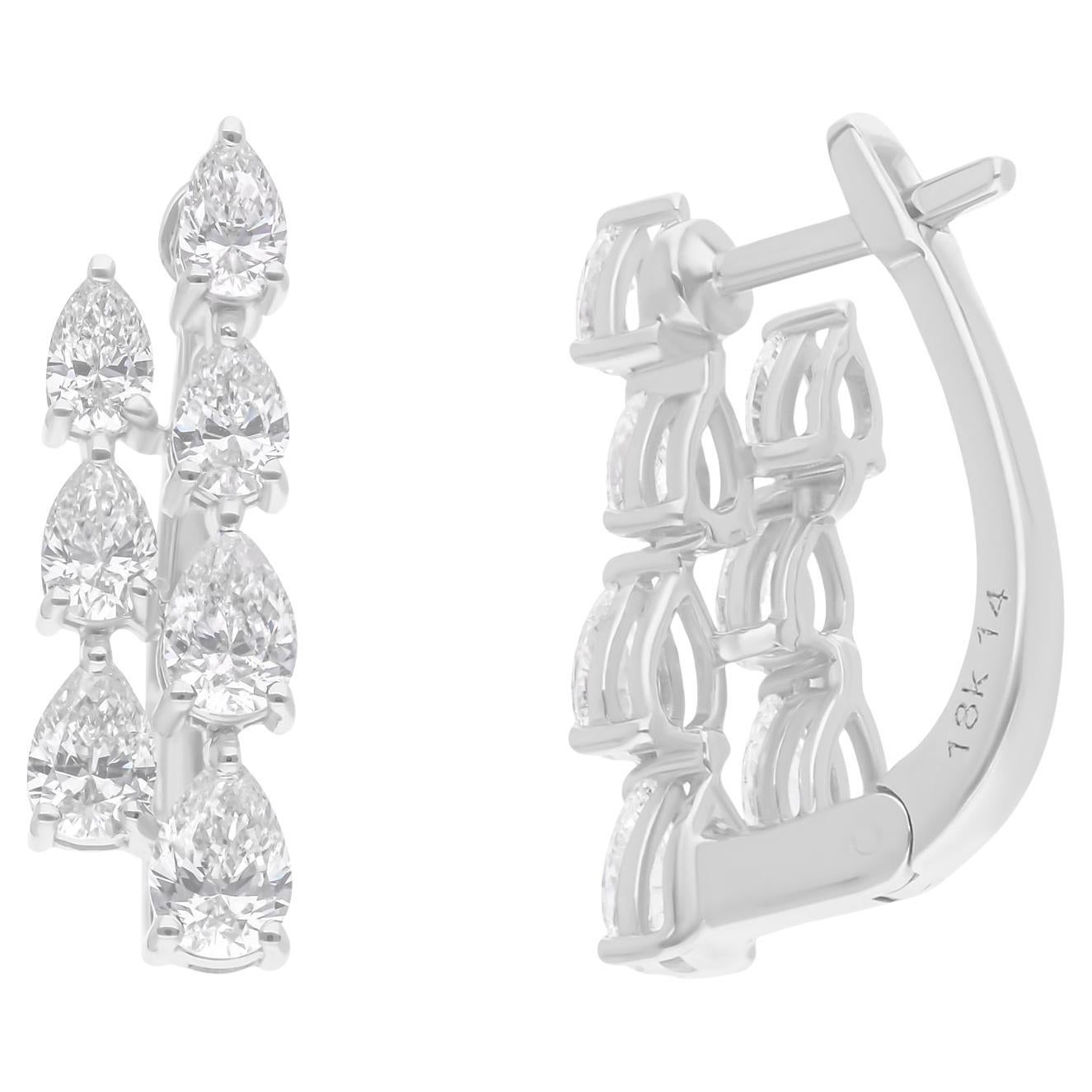 1.68 Carat SI/H Boucles d'oreilles diamant taille poire Brilliante Or blanc 18 Karat Bijoux