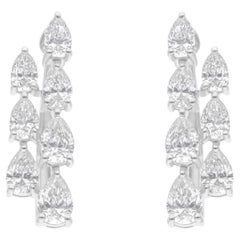 Pendientes de diamantes talla pera brillante SI/H de 1,68 quilates Joyas de oro blanco de 18 quilates