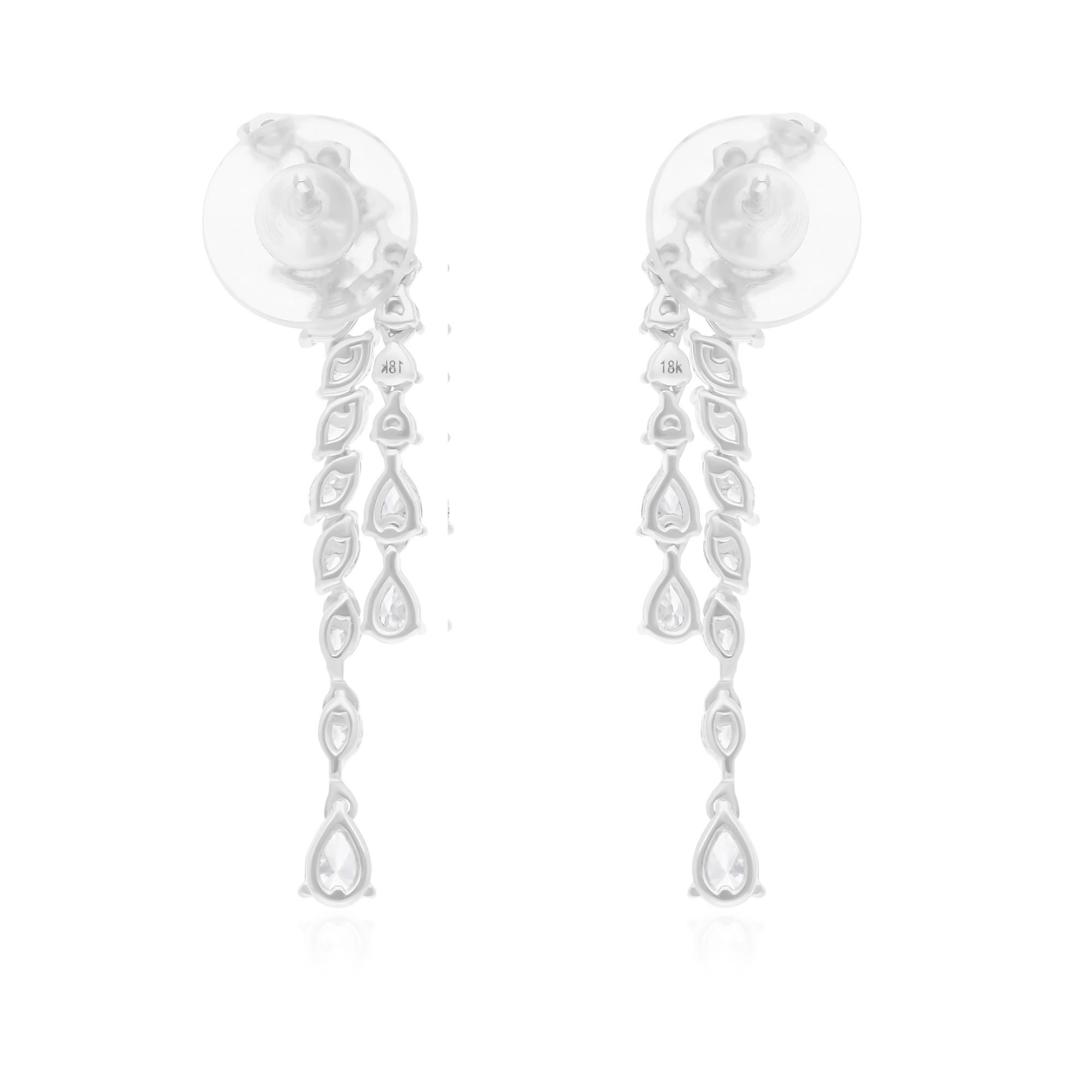 1.68 Carat SI/H Pear Marquise Diamond Dangle Earrings 14k White Gold Jewelry Neuf - En vente à Diera, Dubai