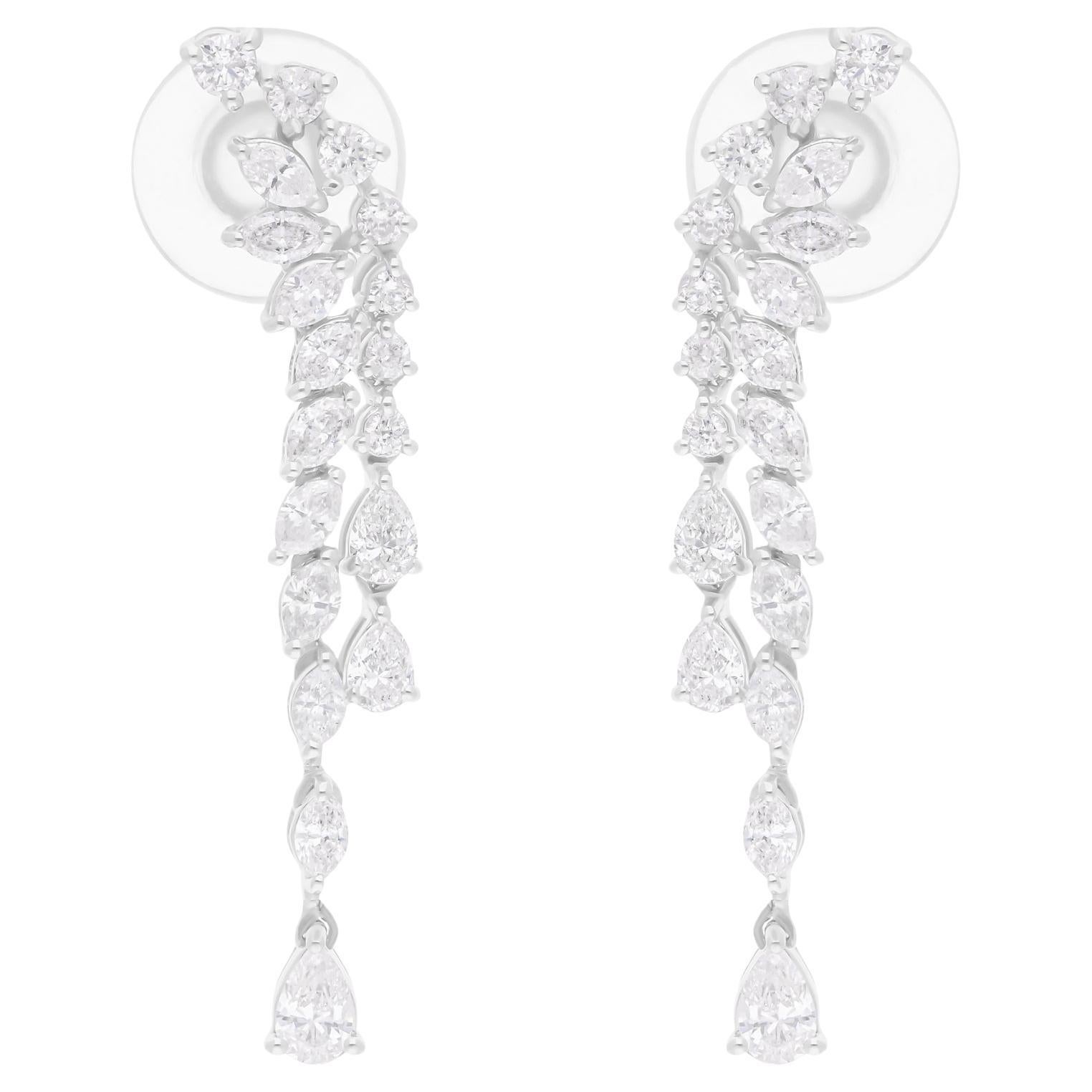 1.68 Karat SI/H Birnen-Marquise-Diamant-Ohrringe aus 18k Weißgold mit Diamant-Schmuck