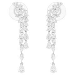 1.68 Carat SI/H Pear Marquise Diamond Dangle Earrings 18k White Gold Jewelry