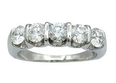 1.68 Carat Total The Leo Diamond Five Stone Band Ring in Polished Platinum