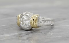 1.68 Carat Total Weight Round Brilliant Cut Diamond Bezel-Set Engagement Ring