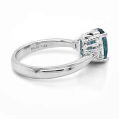 1.68 Carats Aquamarine and White Diamond White Gold Ring