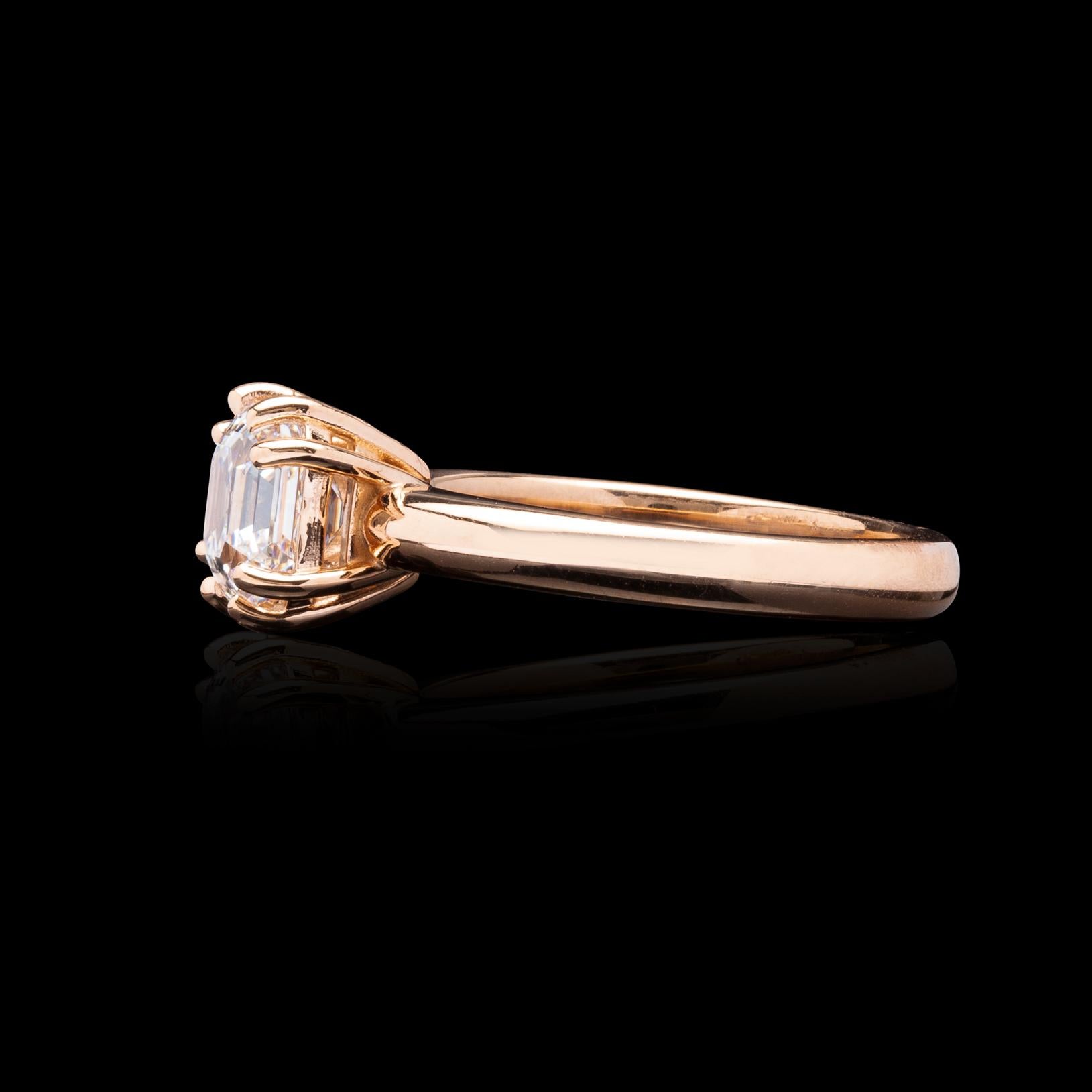 Asscher Cut 1.68 Carat GIA G/IF Square Emerald Cut Diamond Rose Gold Ring For Sale