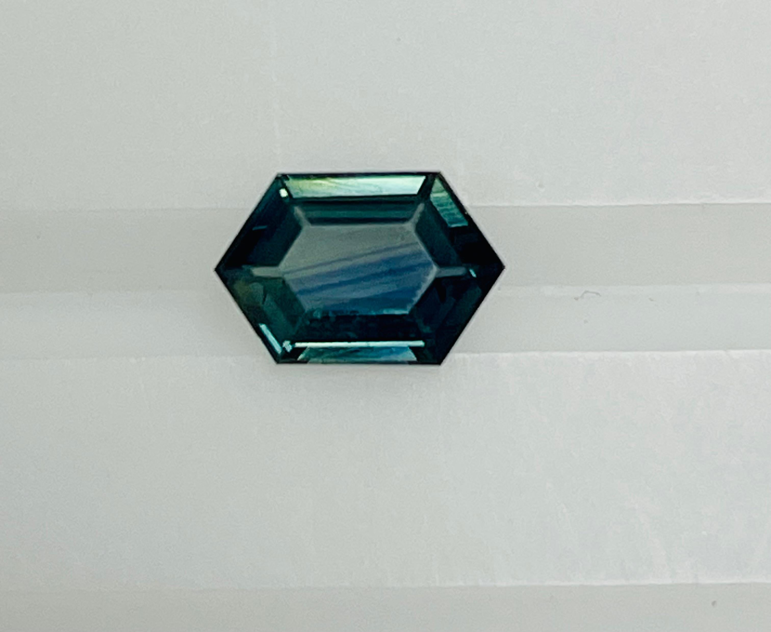 Hexagon Cut 1.68 Ct Hexagon Teal color Sapphire  For Sale