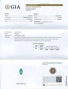 Émeraude colombienne marquise 1,68 carat certifiée par le GIA
