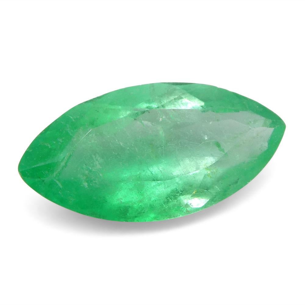 Women's or Men's 1.68 ct Marquise Emerald GIA Certified Colombian For Sale