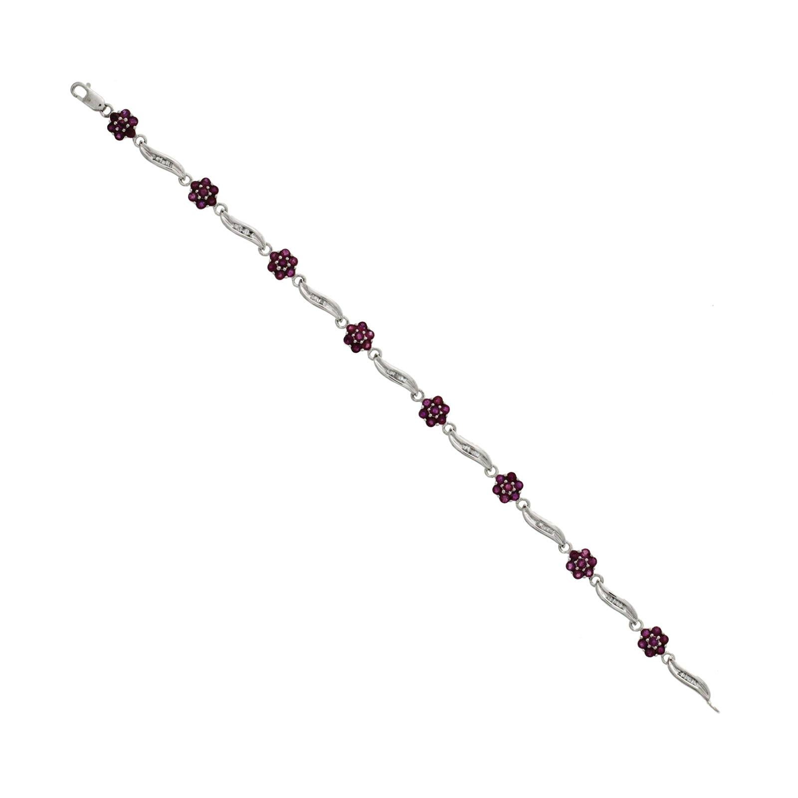 1,68 Karat natürlicher rosa Saphir und 0,40 Diamanten 14 Karat Weißgold Armband im Zustand „Hervorragend“ in Los Angeles, CA