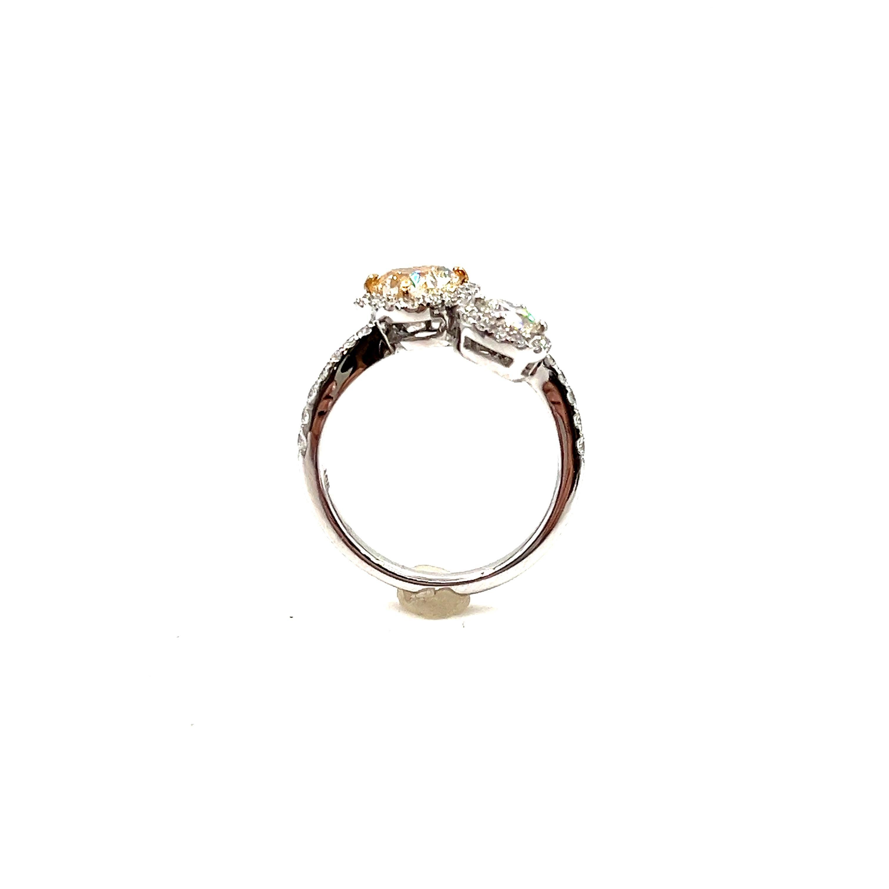 1.68 Karat natürlicher gelber Moi Et Toi Diamantring für Damen oder Herren im Angebot