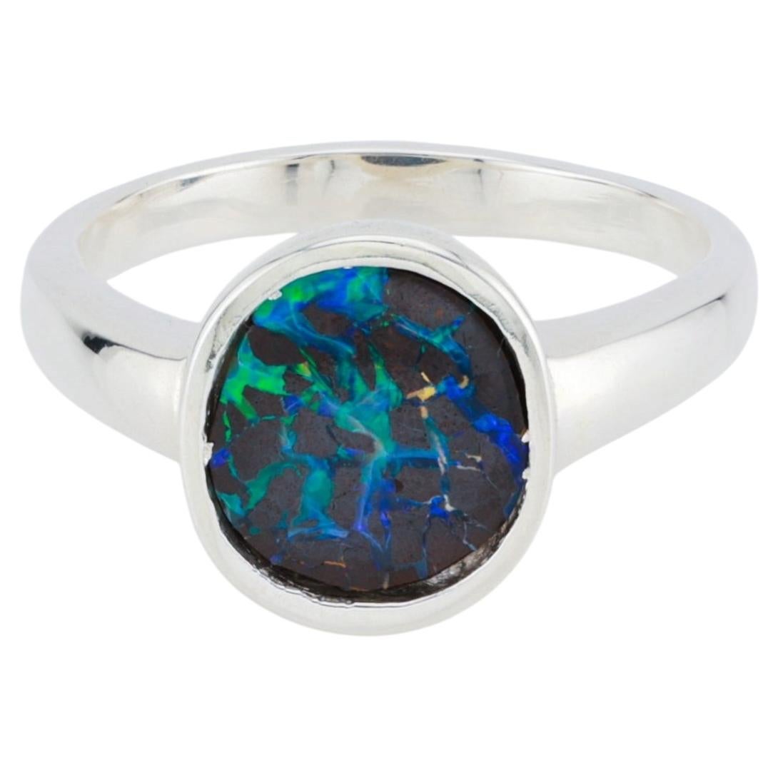1.68 cts, Boulder opal silver ring For Sale