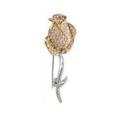 1.68 cts de diamant blanc et rose Pendentif cum Broche