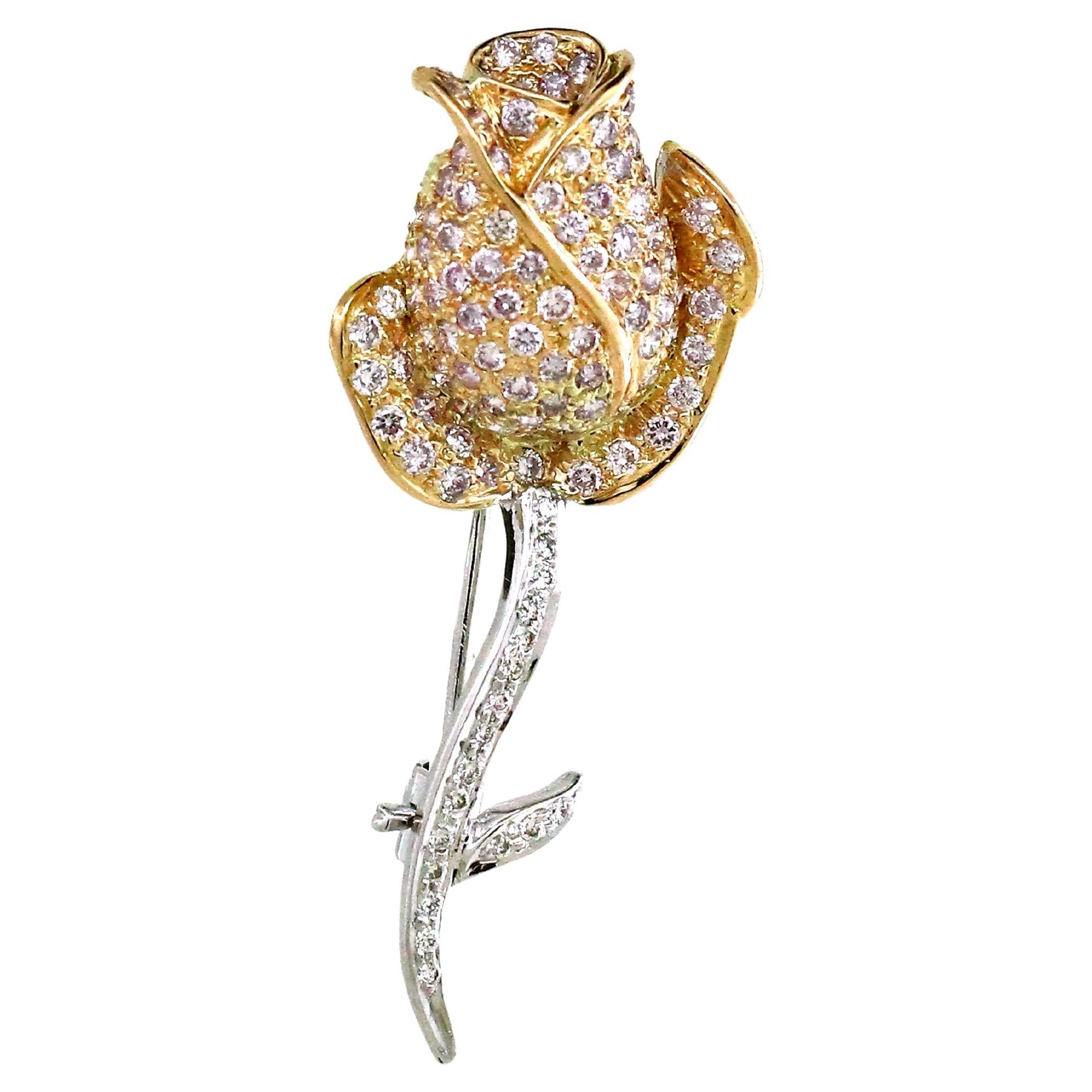 1.68 cts of White and Pink Diamond Pendant cum Brooch