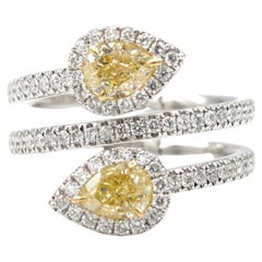 1.68 Toi Et Mois Fancy Yellow Diamond Engagement Ring 18K White & Yellow Gold