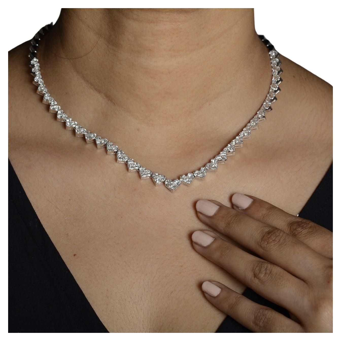 16.80 Carat Heart Shape 18K White Gold Necklace  For Sale
