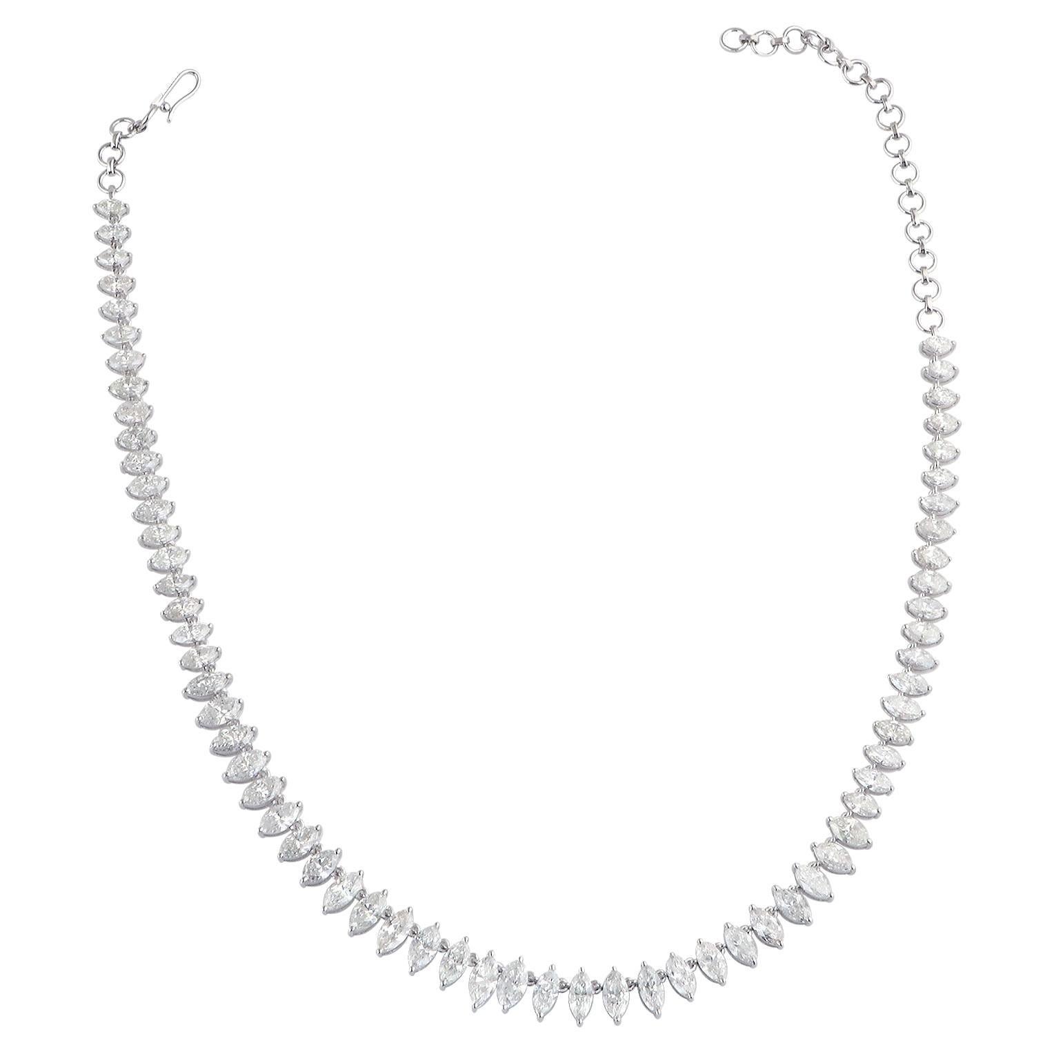 16.80 Carat SI/HI Marquise Diamond Charm Necklace 18 Karat White Gold Jewelry