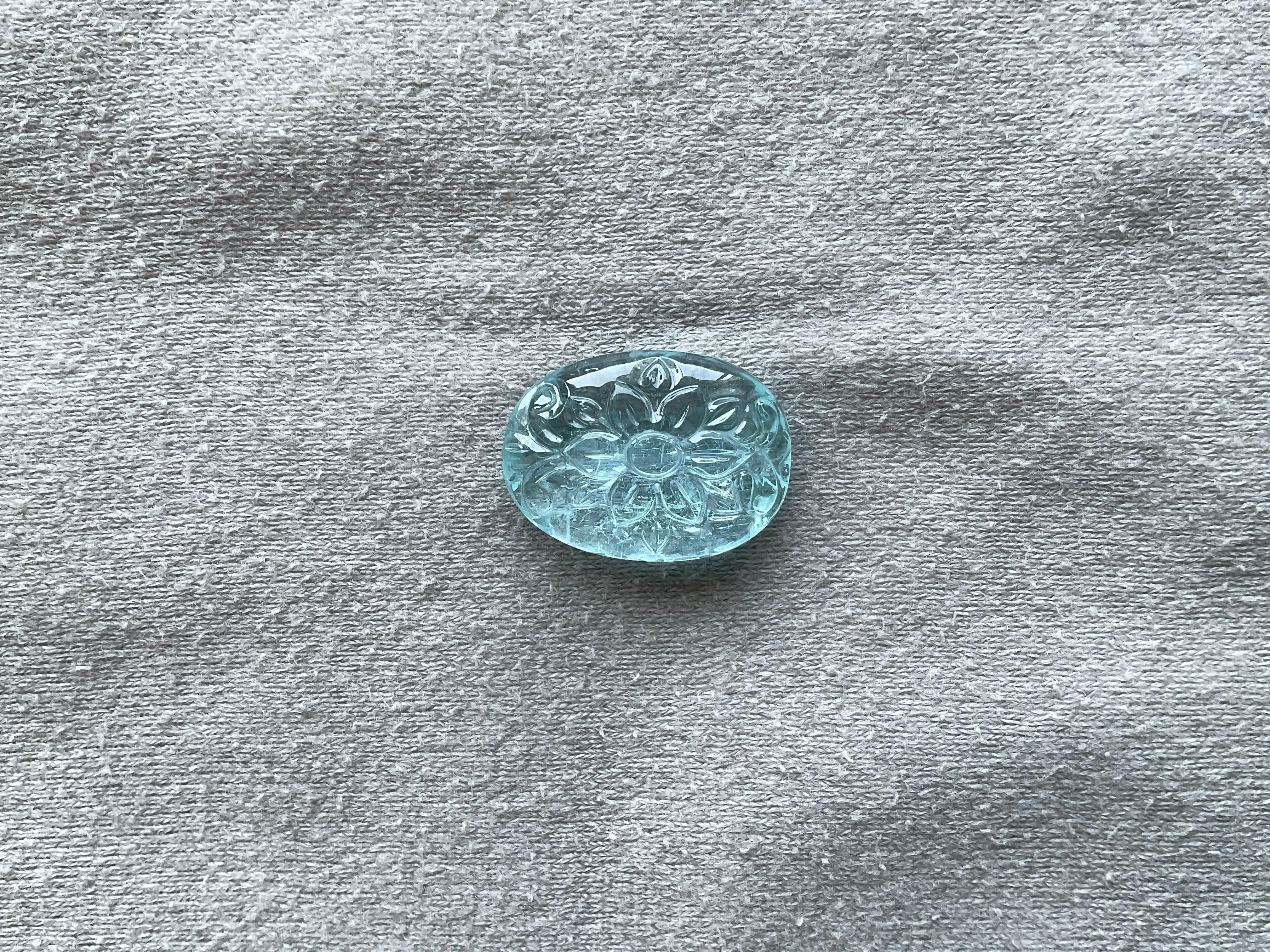 16.80 Carats Aquamarine Carved 1 Piece For Jewelry Set Natural Gemstone 2