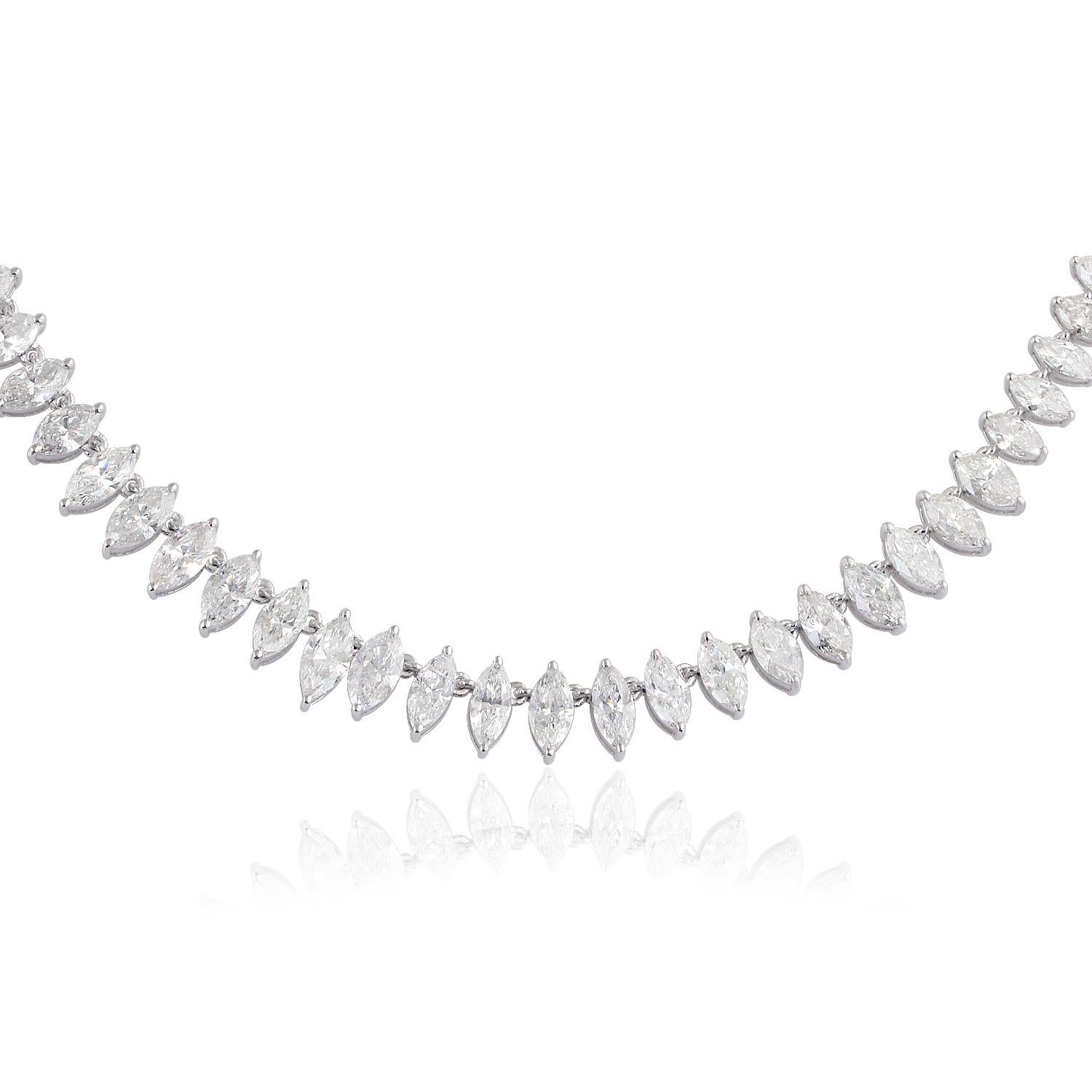 Cast from 14-karat white gold, this marquise necklace is hand set with 16.80 carats of sparkling diamonds. 

FOLLOW MEGHNA JEWELS storefront to view the latest collection & exclusive pieces. Meghna Jewels is proudly rated as a Top Seller on 1stdibs