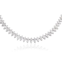 16.80 Carat Diamond 14 Karat Gold Marquise Graduated Tennis Necklace