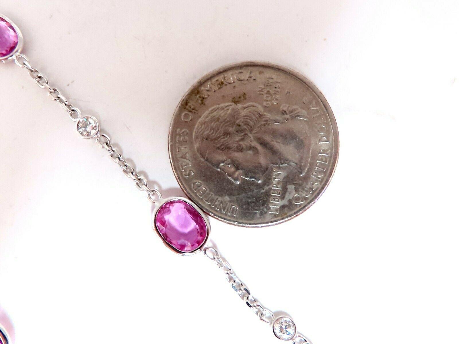 Round Cut 16.80ct. Natural Vivid Gem Bubble Gum Pink Sapphires Yard Diamond Necklace 14Kt For Sale