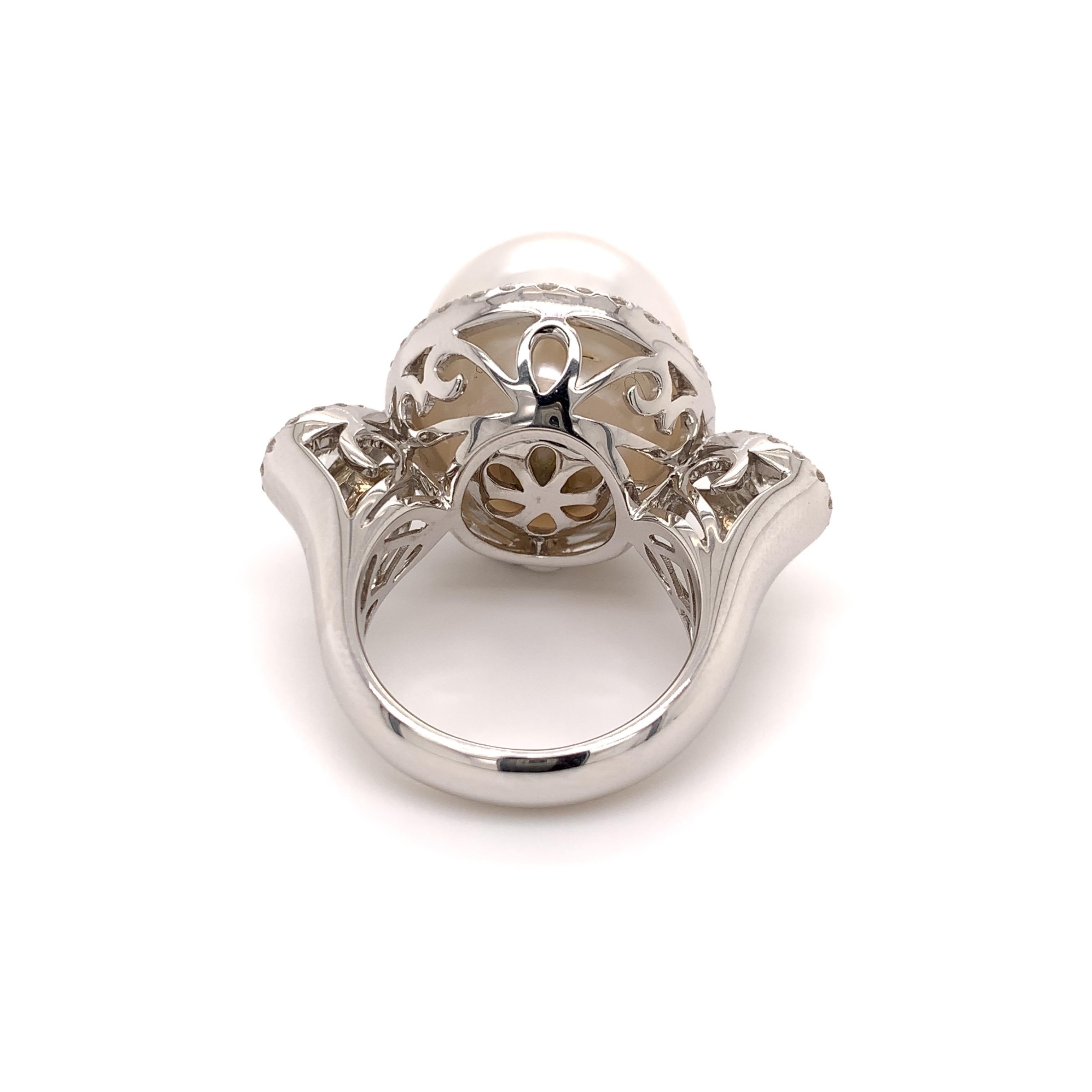 Round Cut Cultured South Sea Pearl Ring For Sale