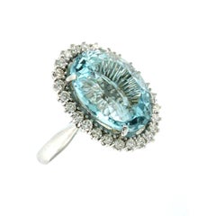 16.81 Carat Aquamarine Diamond Gold Ring
