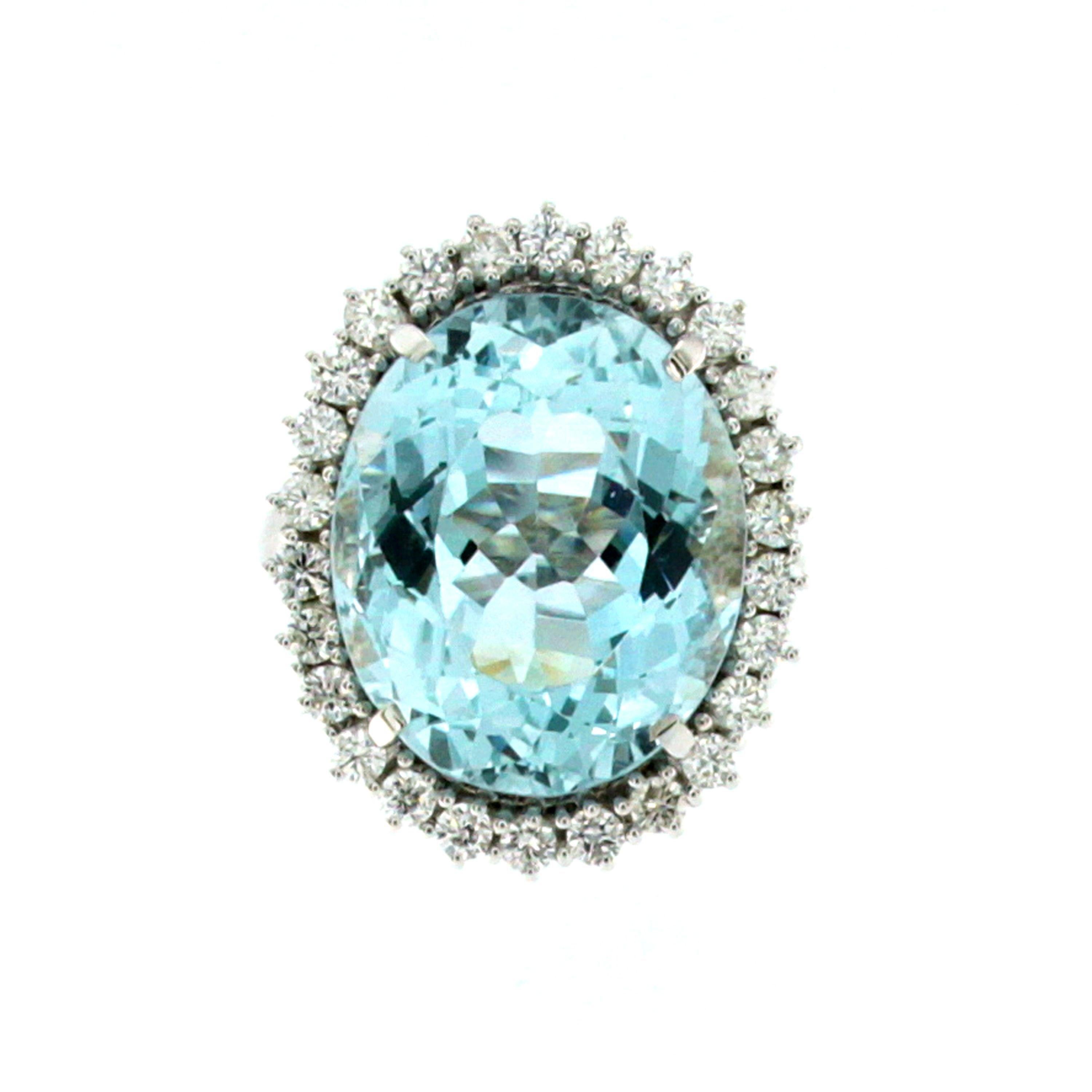 16.81 Carat Aquamarine Diamond Gold Ring