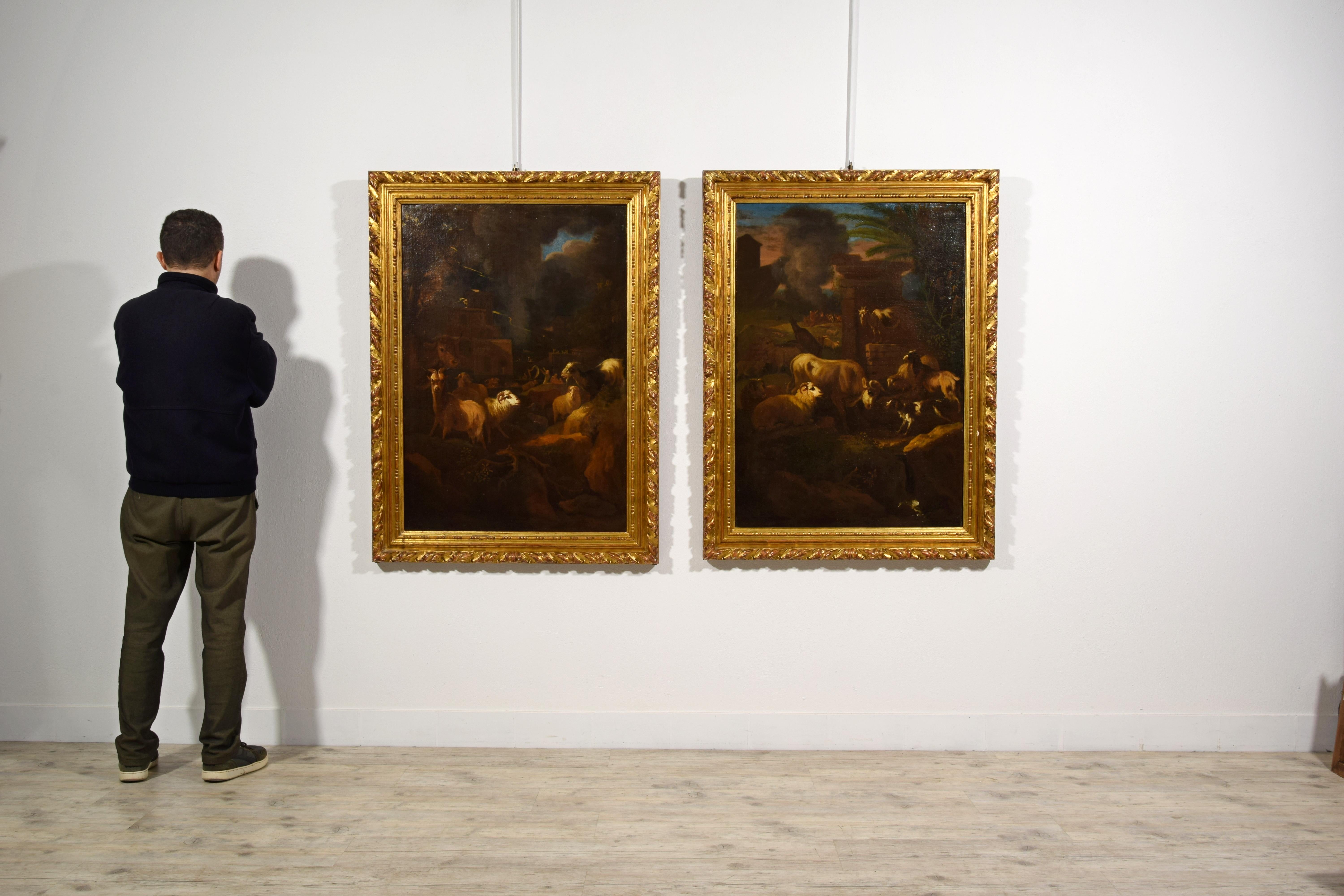 1681, Coppia di dipinti firmati Grechetto da Leone come Govaert G. VAN DER LEEUW in vendita 3