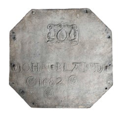 1682s Heraldic Castle Plaque in Lead with Inscription