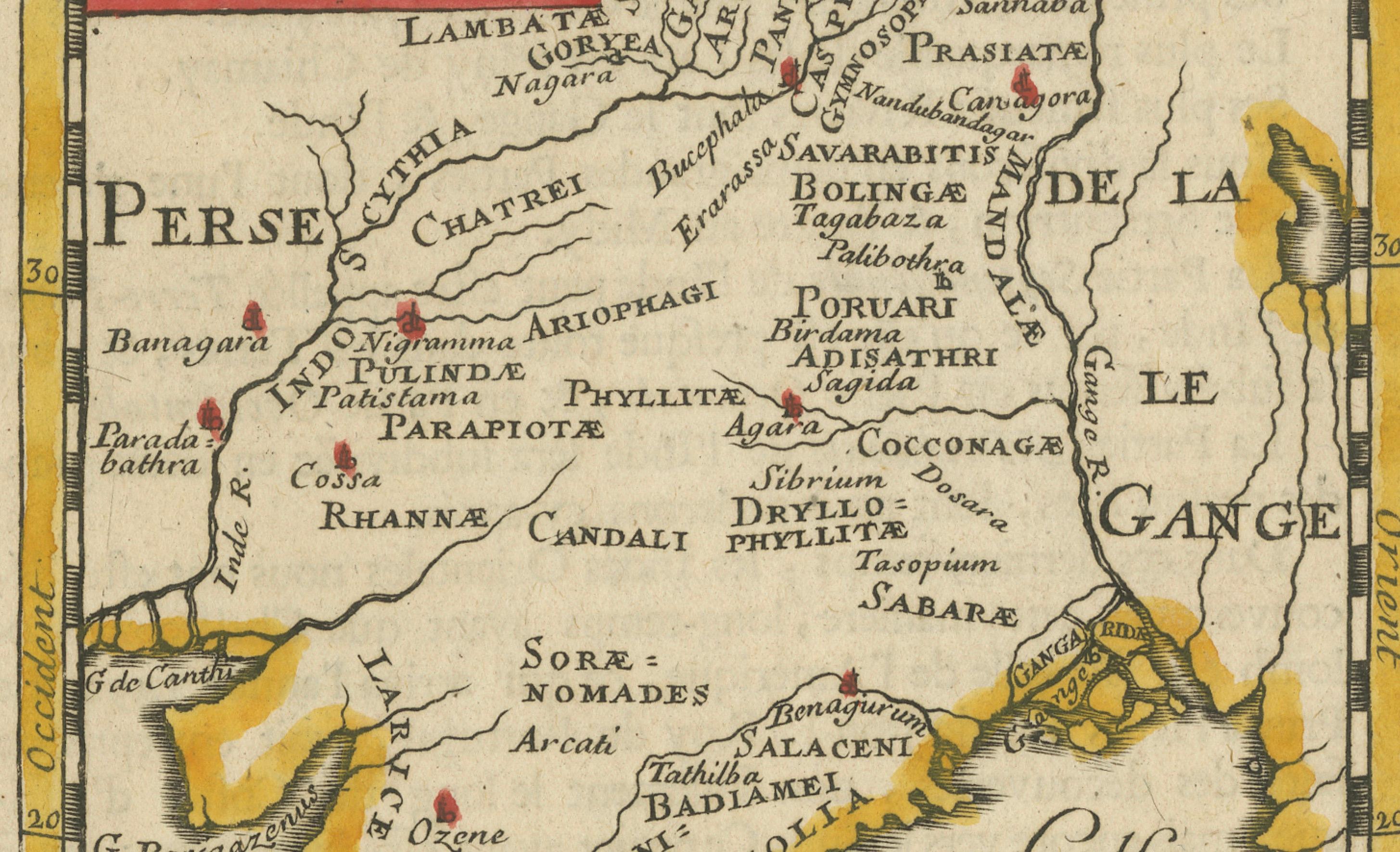 Gravé 1683 Alain Manesson Mallet Carte de l'Inde ancienne, du Gang et de Taprobane en vente