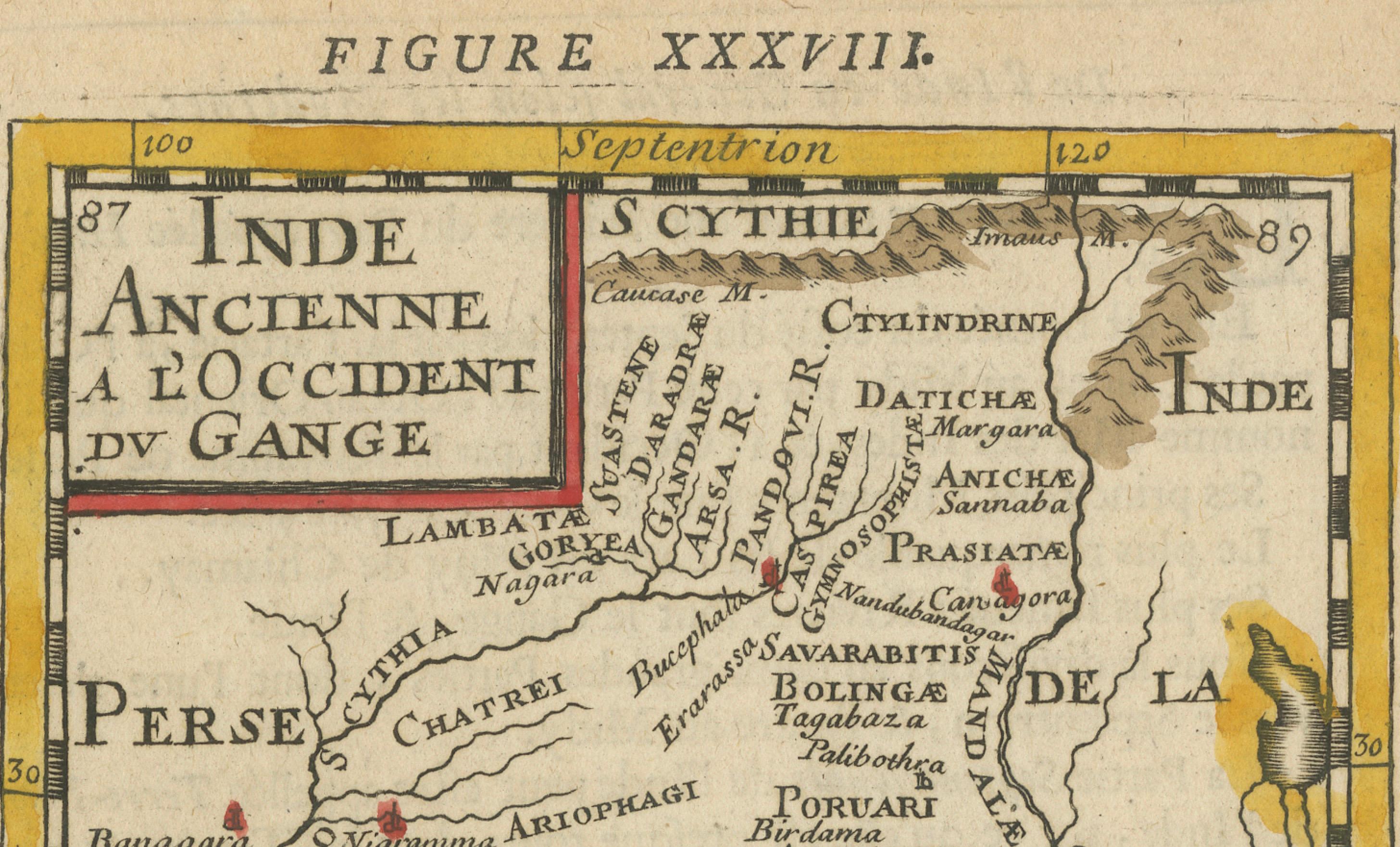 1683 Alain Manesson Mallet Carte de l'Inde ancienne, du Gang et de Taprobane Bon état - En vente à Langweer, NL