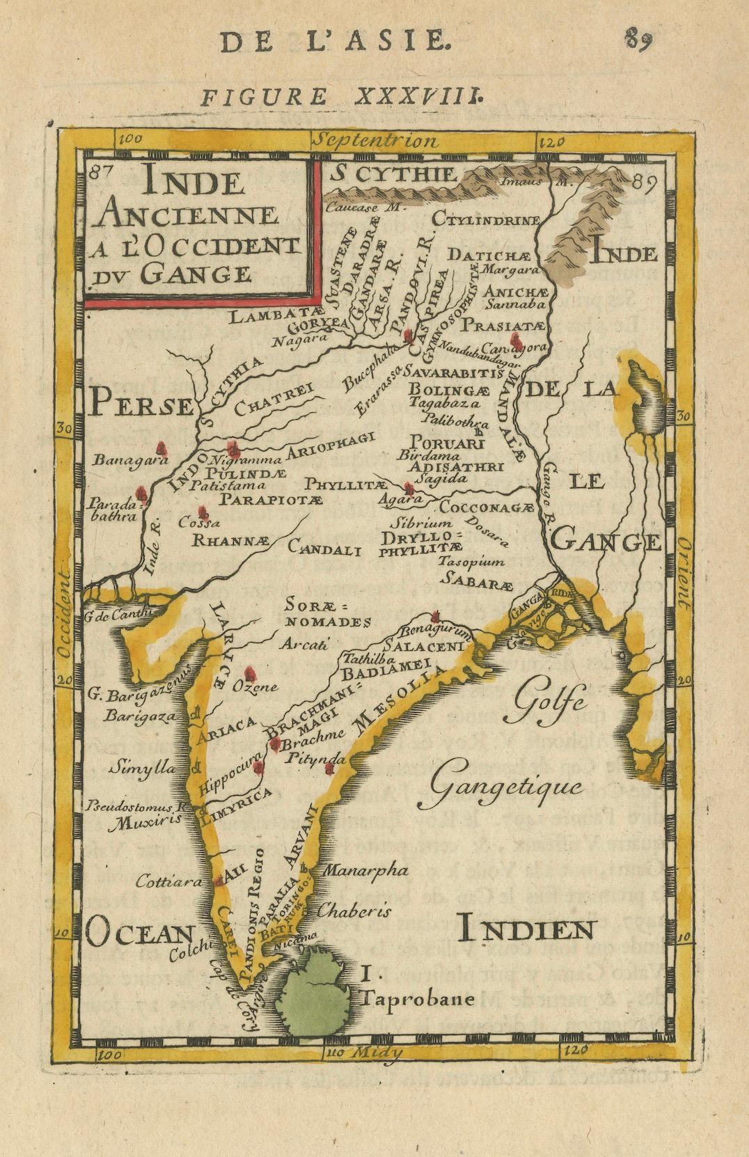 1683 Alain Manesson Mallet Carte de l'Inde ancienne, du Gang et de Taprobane en vente 1