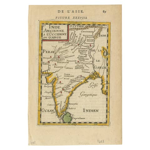 1683 Alain Manesson Mallet Map of Ancient India, the Ganges, and Taprobane