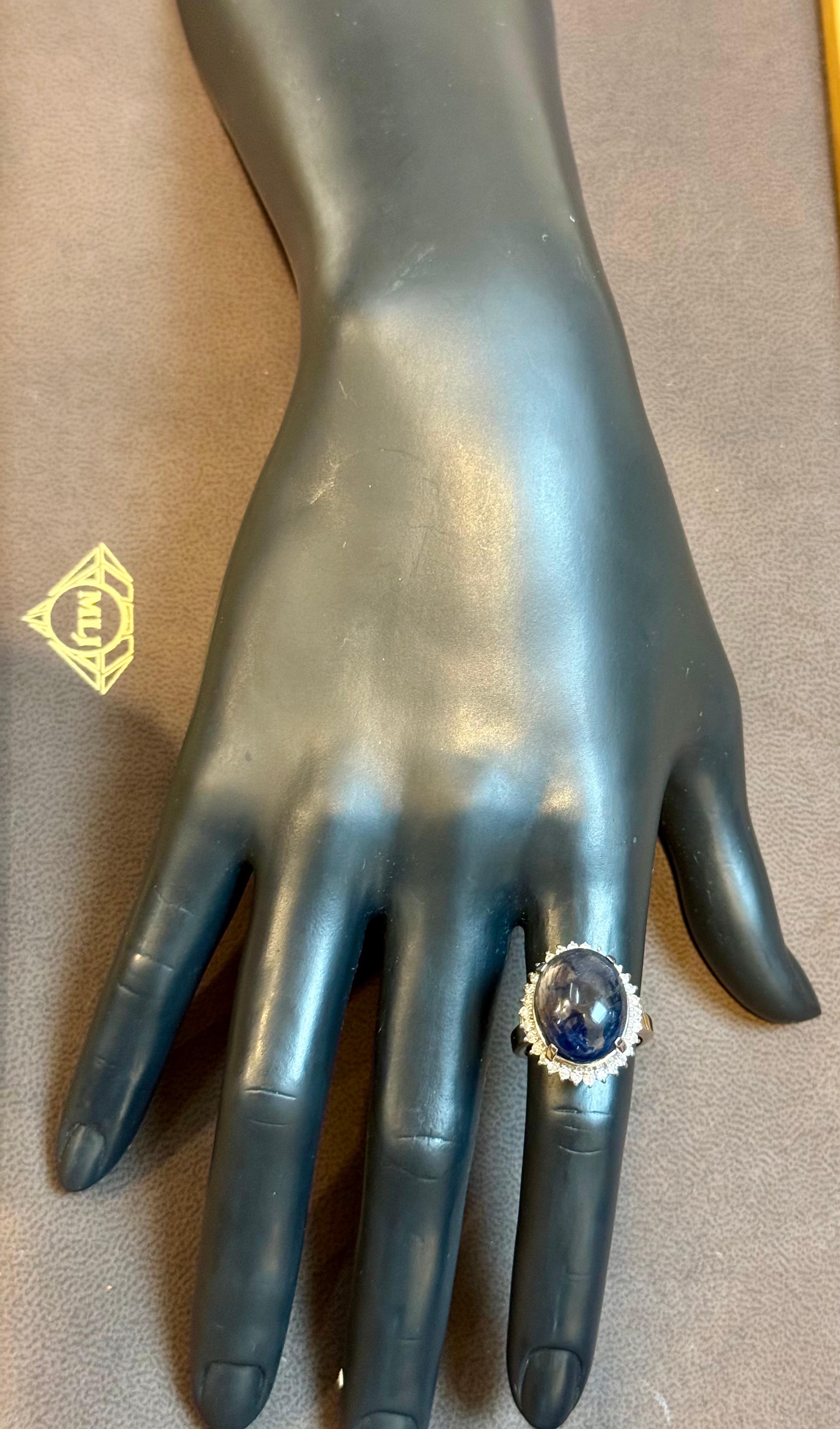 16.83 Ct Natural  Sapphire Cabochon & Diamond  Ring in Platinum Size 7 For Sale 10