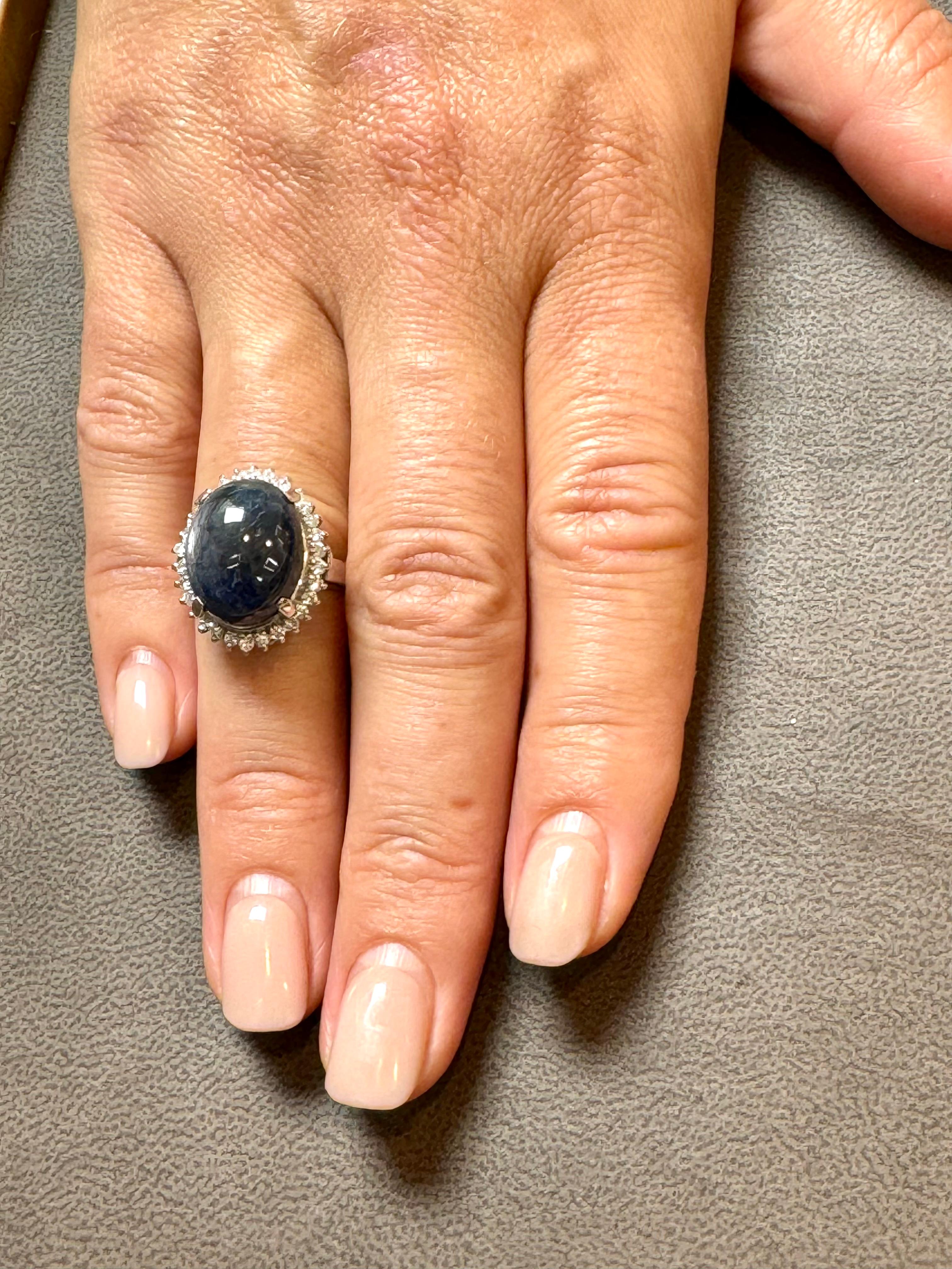16.83 Ct Natural  Sapphire Cabochon & Diamond  Ring in Platinum Size 7 For Sale 12